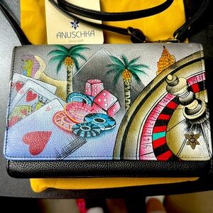 Anuschka Leather 3-in-1 Organizer Crossbody Wallet, Sin City